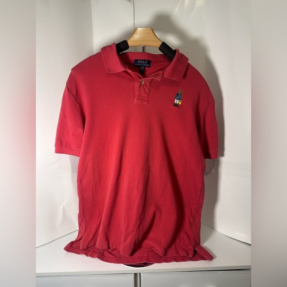 Polo by Ralph Lauren Boys Red Classic Polo Shirt with big bear logo size 18/20 - Picture 1 of 3